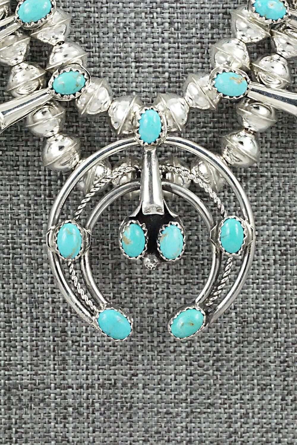 Turquoise & Sterling Silver Mini Squash Blossom Set - Phil Garcia