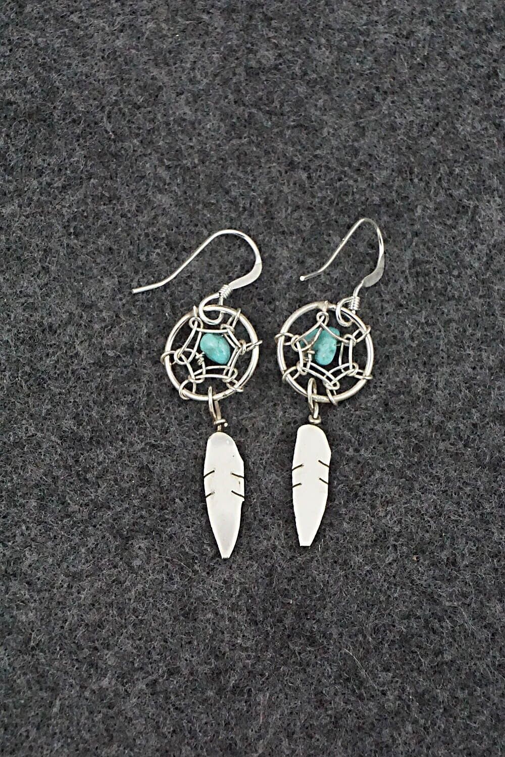 Turquoise & Sterling Silver Earrings - Lorenzo Arviso Jr.