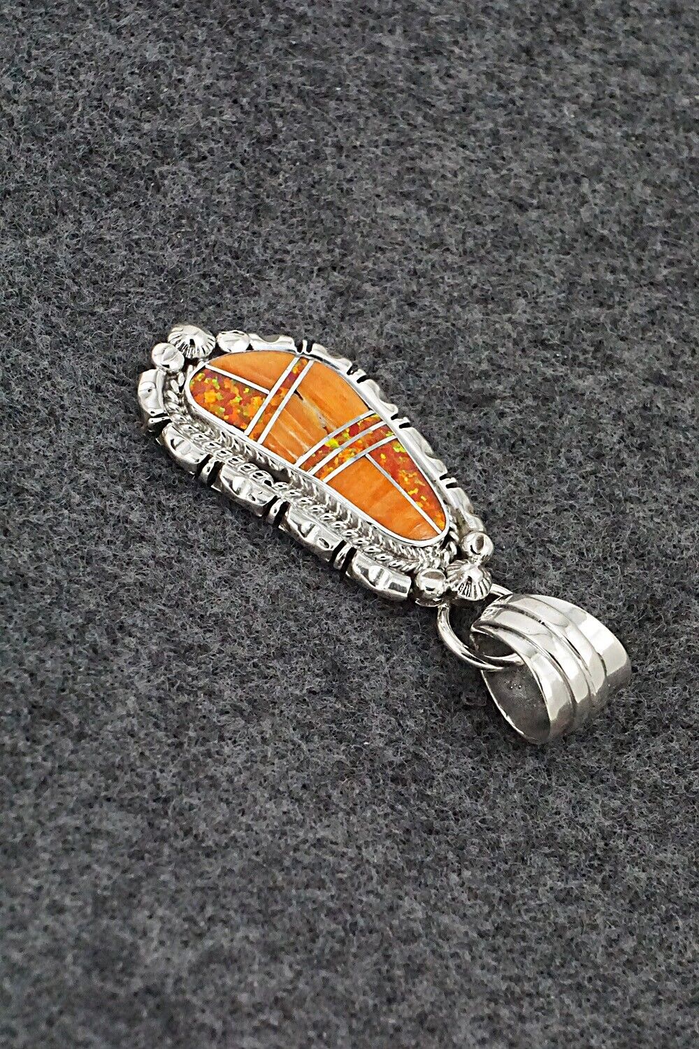 Spiny Oyster, Opalite & Sterling Silver Pendant - James Manygoats