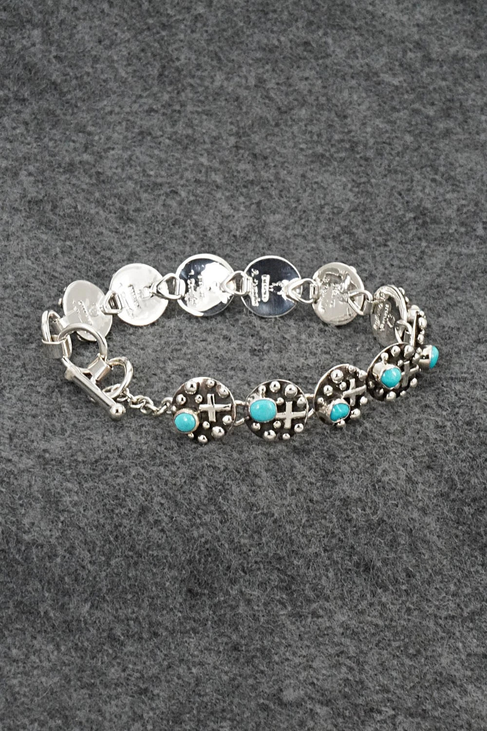Turquoise & Sterling Silver Link Bracelet - Akee Douglas