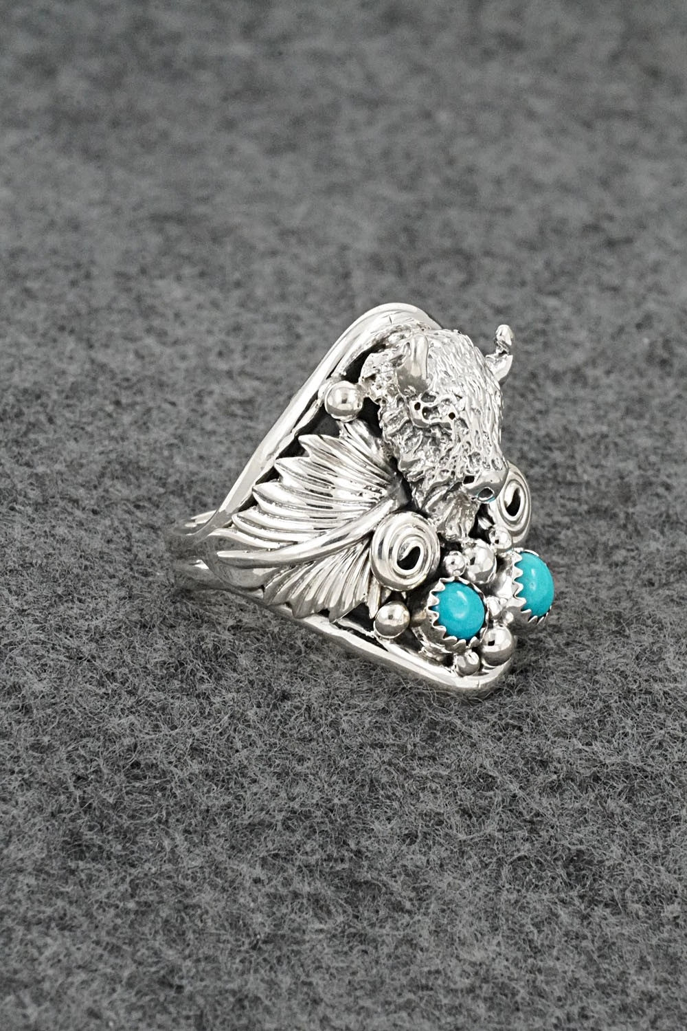 Turquoise & Sterling Silver Ring - Darrell Morgan - Size 11.5
