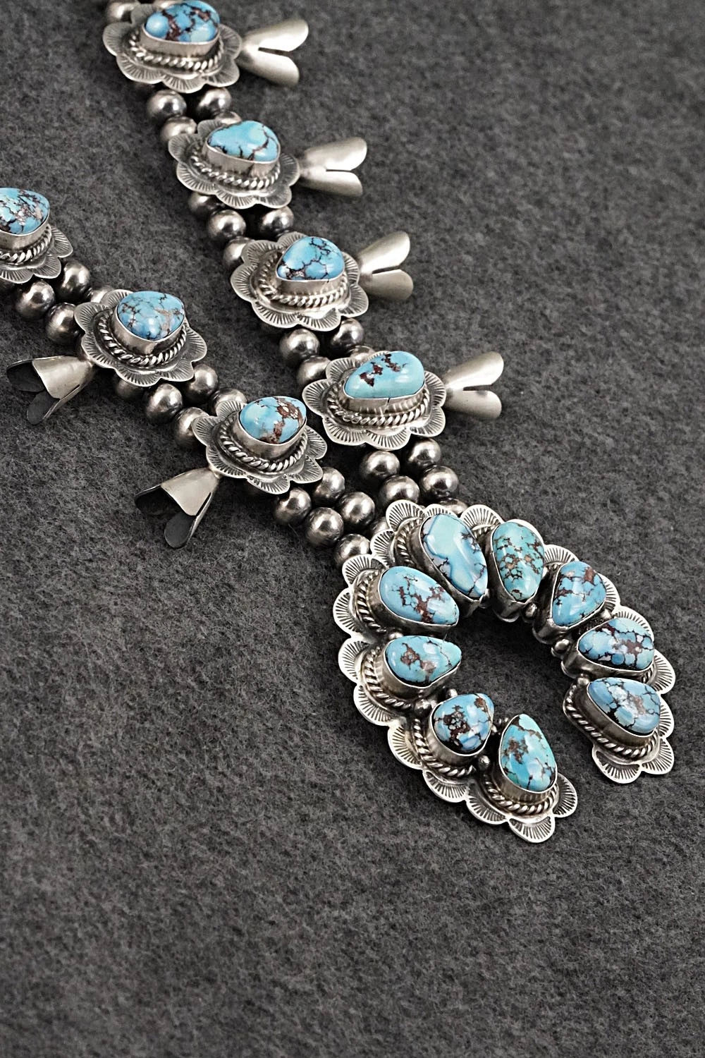 Turquoise & Sterling Silver Squash Blossom Set - Vernon Johnson