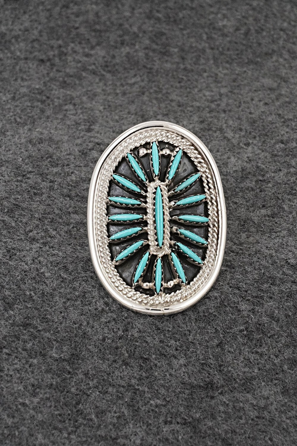 Turquoise & Sterling Silver Ring - Jack Etsate - Size 9.25