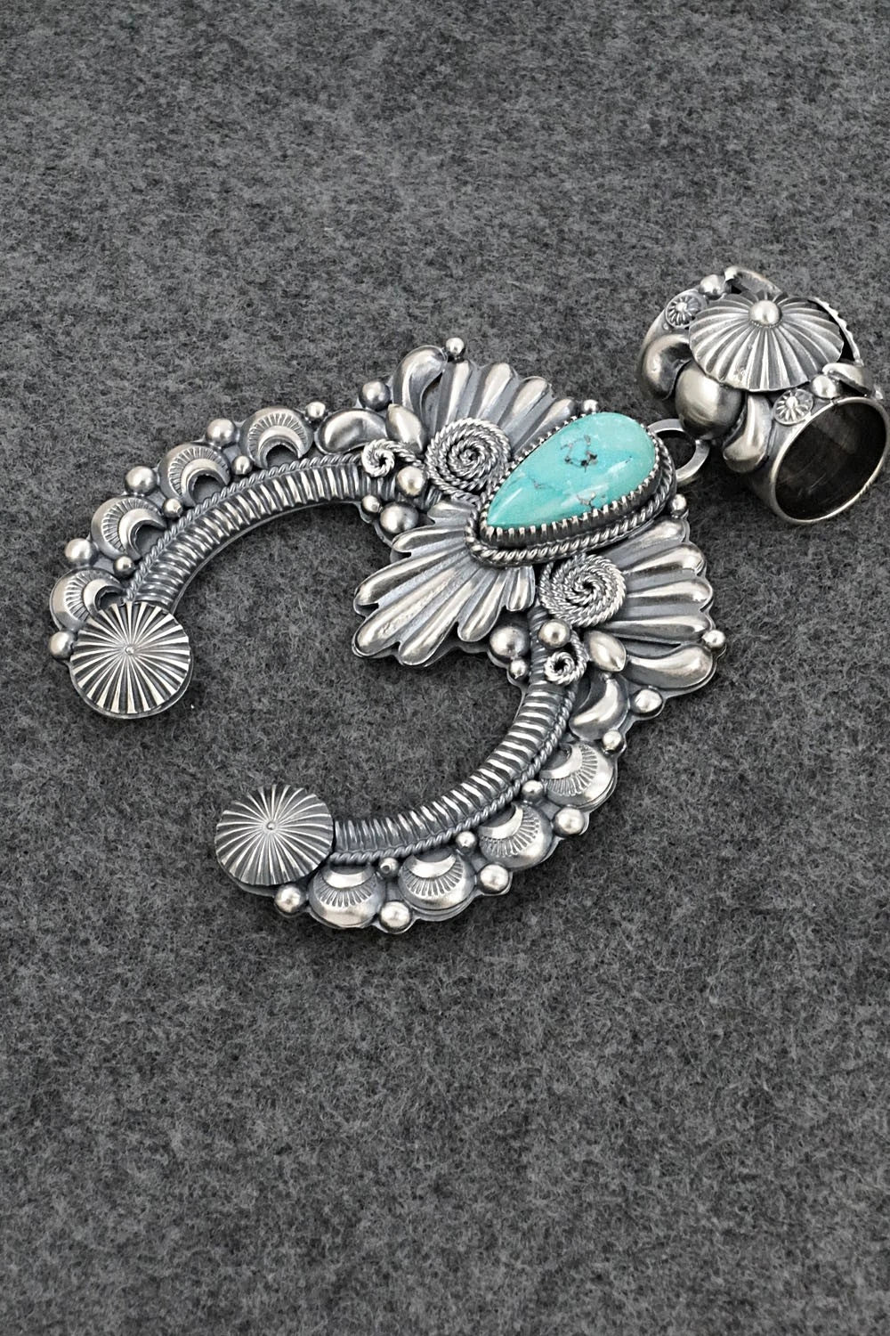 Turquoise & Sterling Silver Naja Pendant - Delbert Gordon