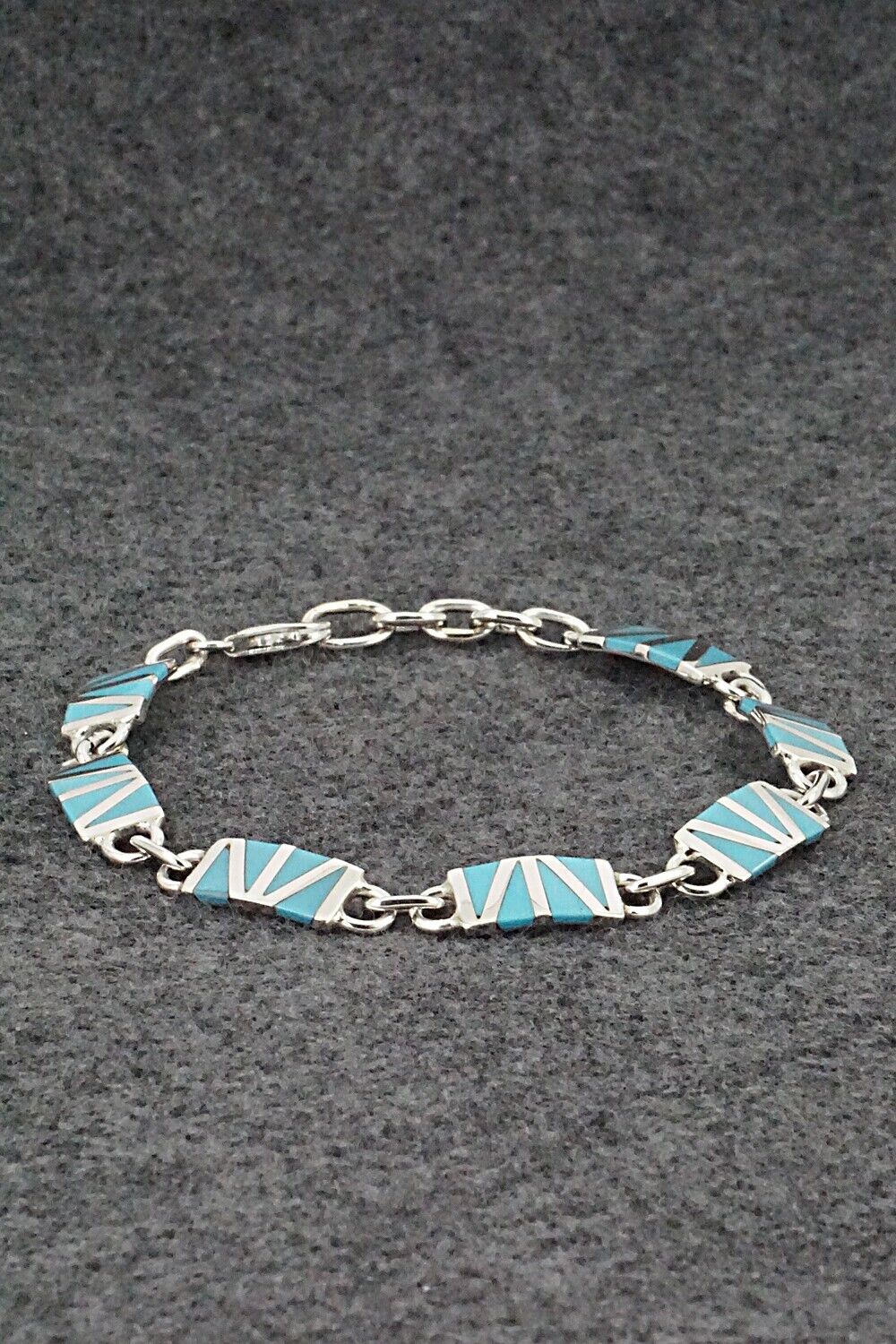 Turquoise & Sterling Silver Link Bracelet - Wilfred Siutza
