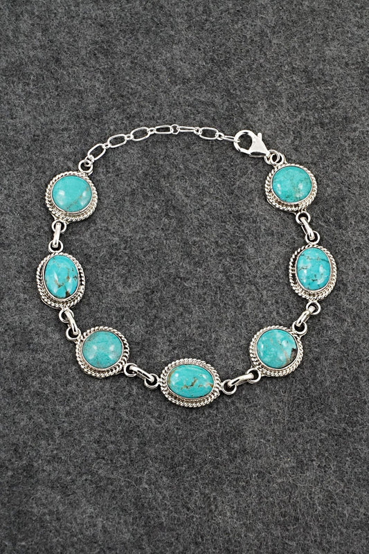 Turquoise & Sterling Silver Link Bracelet - Arlene Lewis
