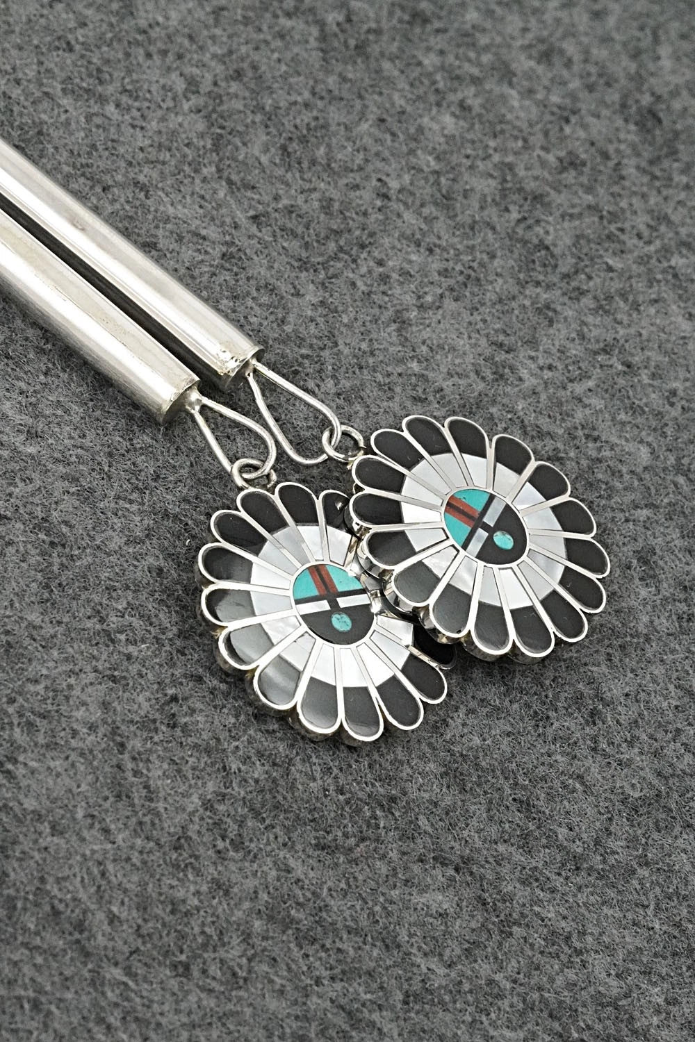 Multi-Stone & Sterling Silver Inlay Bolo Tie - April Unkestine