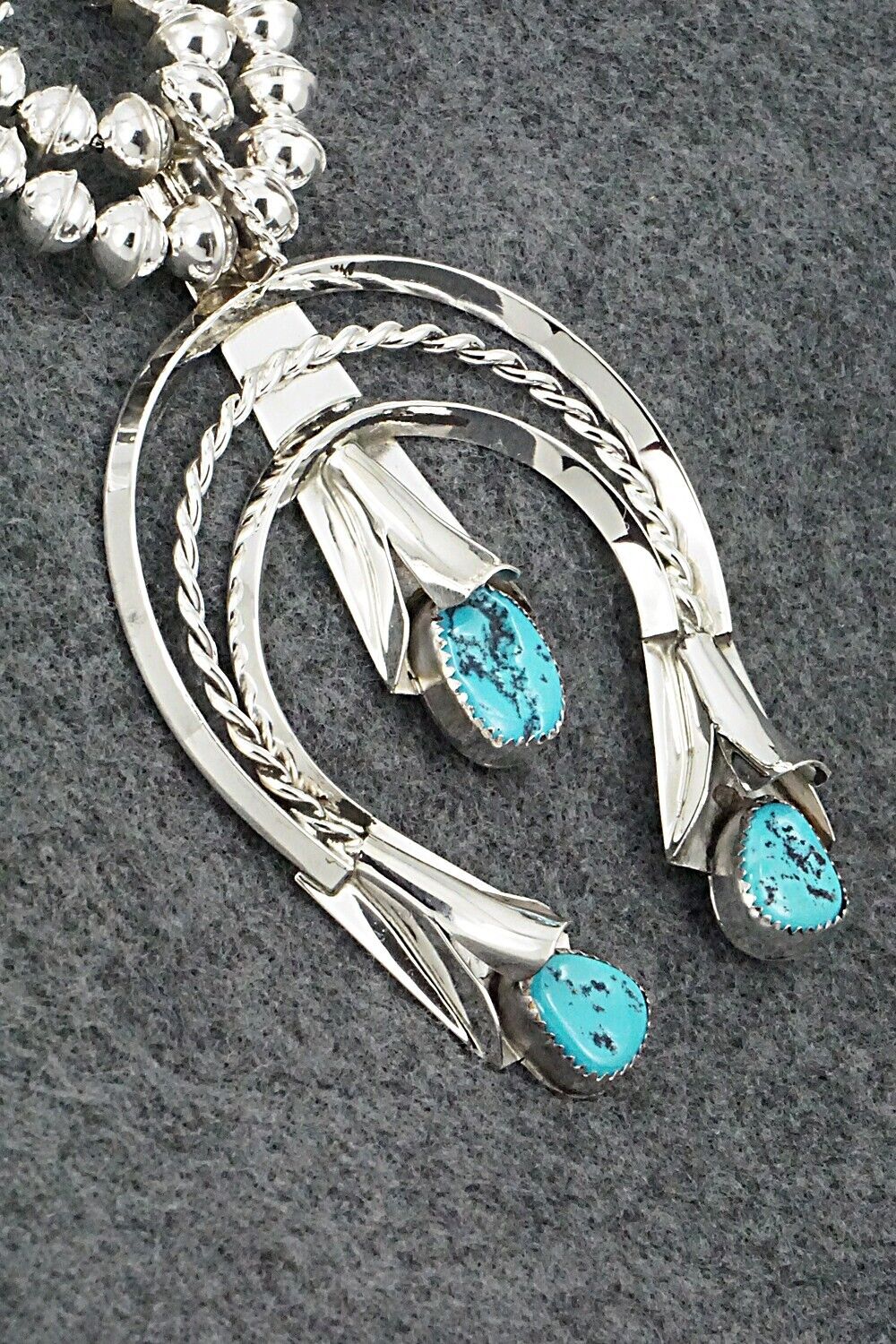 Turquoise & Sterling Silver Squash Blossom Set - Louise Yazzie