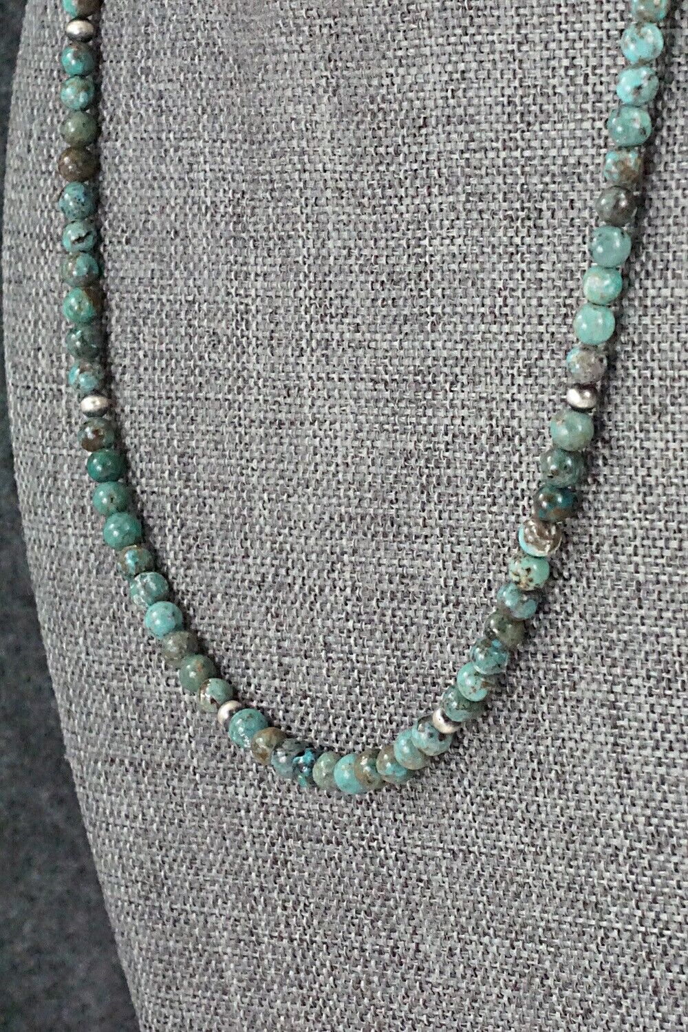 Turquoise & Sterling Silver Necklace 18" - Doreen Jake