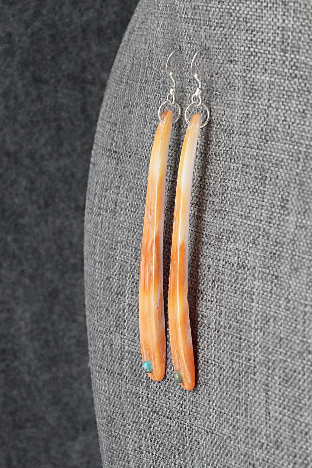 Spiny Oyster, Turquoise & Sterling Silver Earrings - Jesus Espino