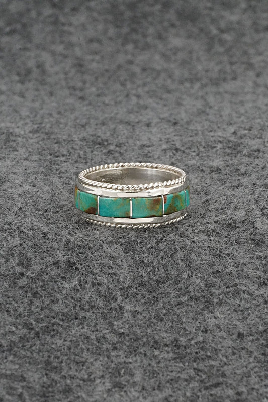 Turquoise & Sterling Silver Ring - Bruce Johnson - Size 8.5