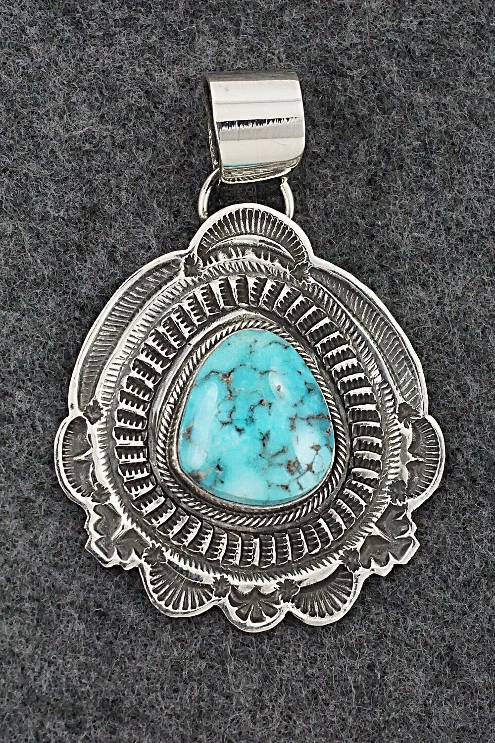 Turquoise & Sterling Silver Pendant - Leonard Maloney