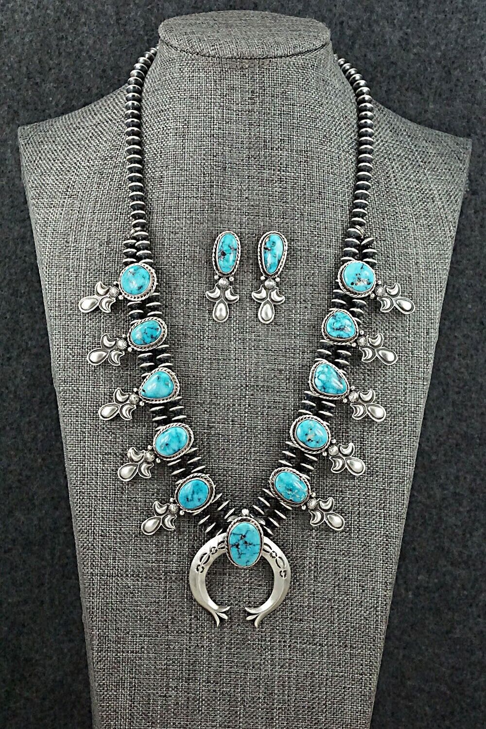 Turquoise & Sterling Silver Squash Blossom Set - Adrienne Gordon