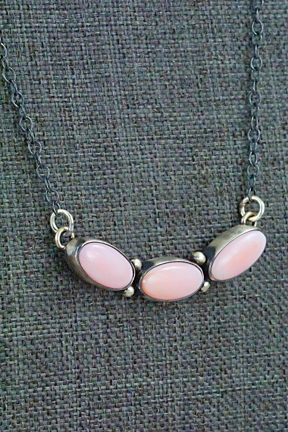 Pink Conch Shell & Sterling Silver Necklace - Loretta Delgarito