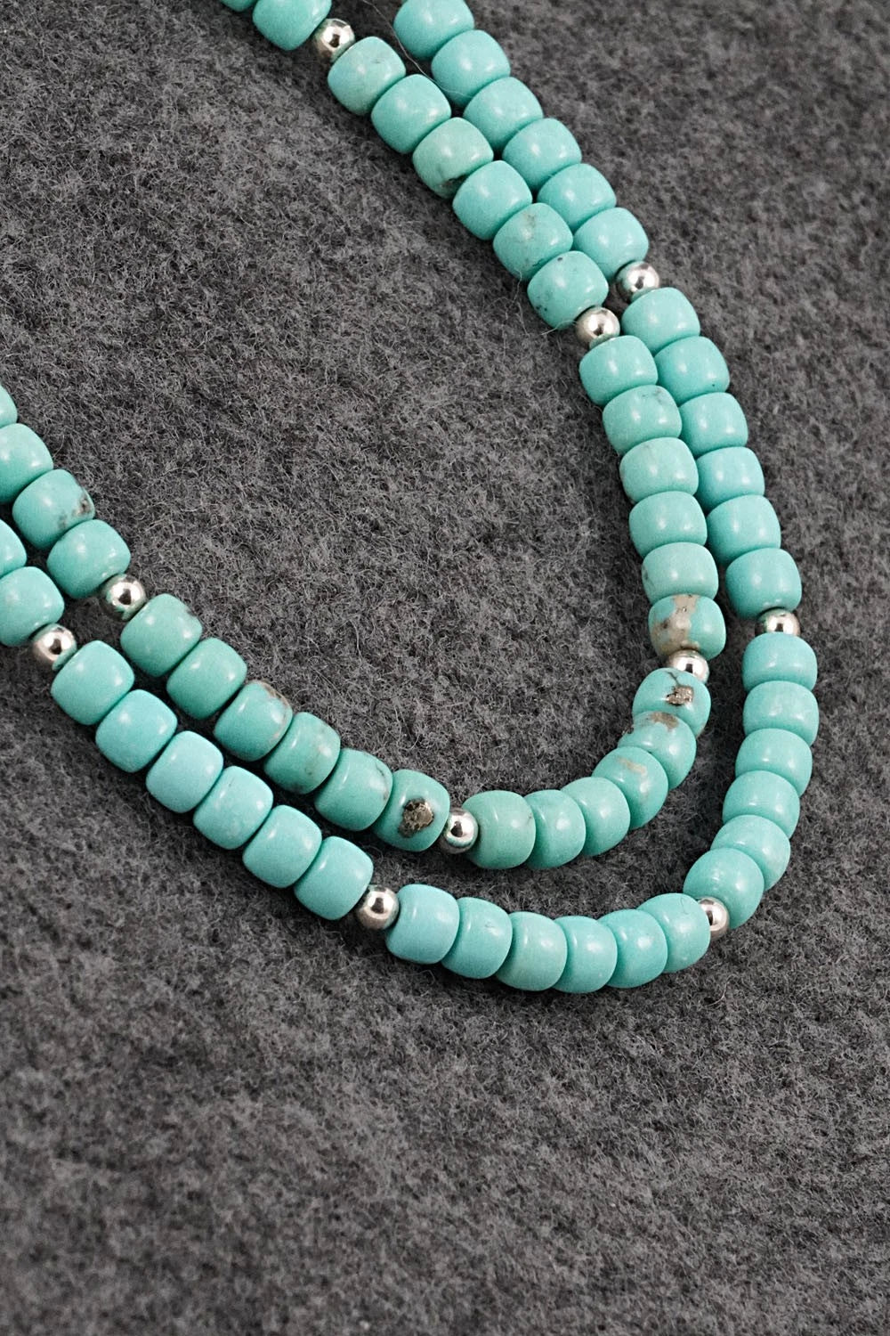 Turquoise & Sterling Silver Necklace 22" - Erika Brown