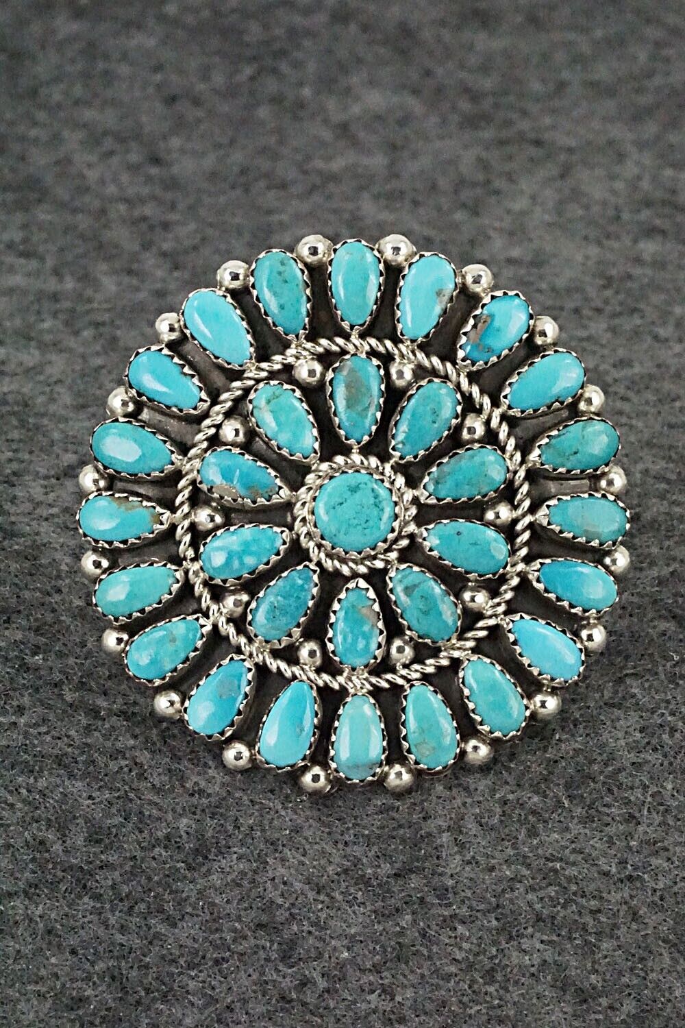 Turquoise & Sterling Silver Ring - Rodney Notah - Size 7.75