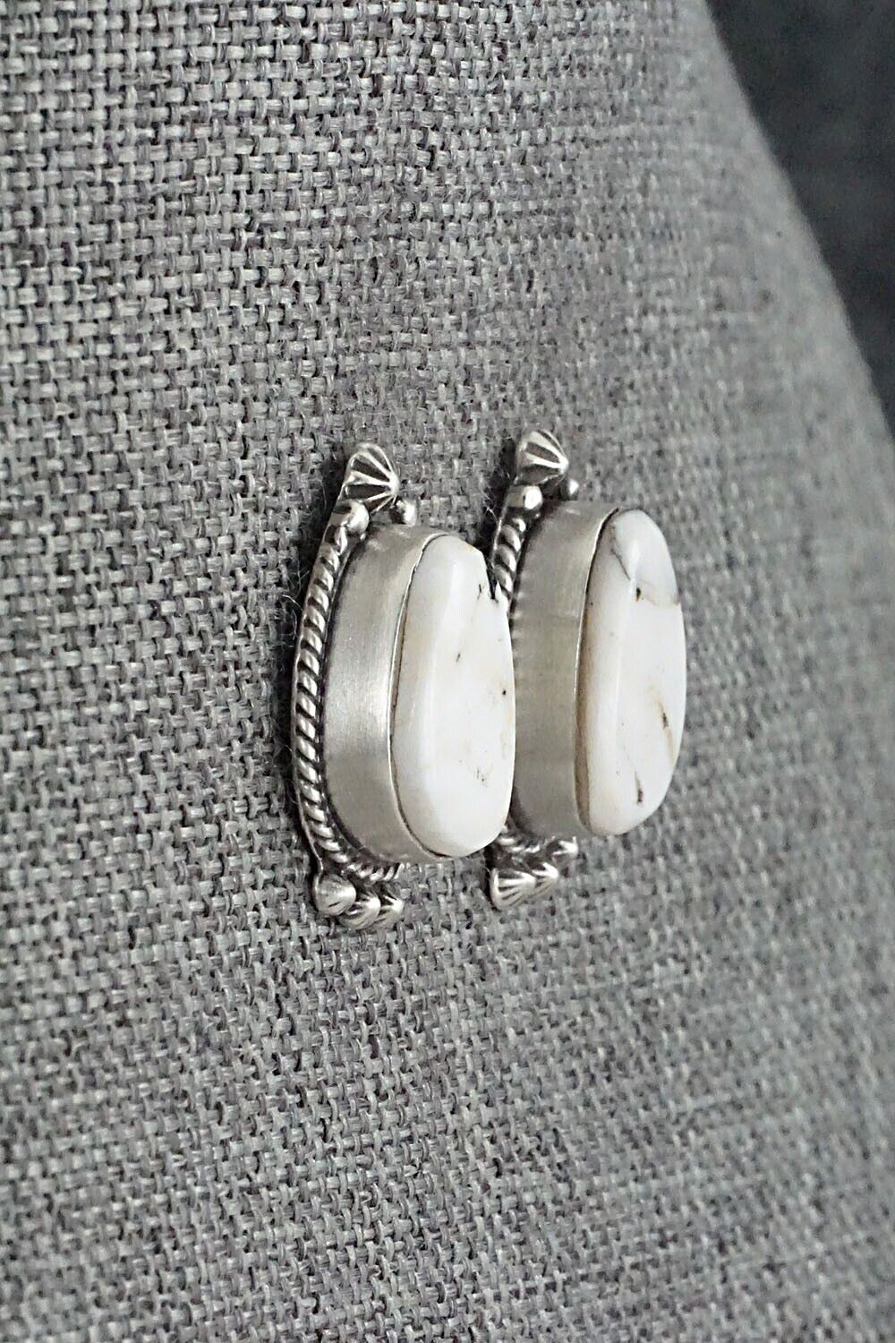 White Buffalo & Sterling Silver Earrings - Sheena Jack