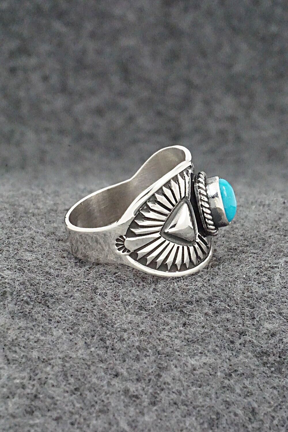 Turquoise & Sterling Silver Ring - Derrick Gordon - Size 9.5