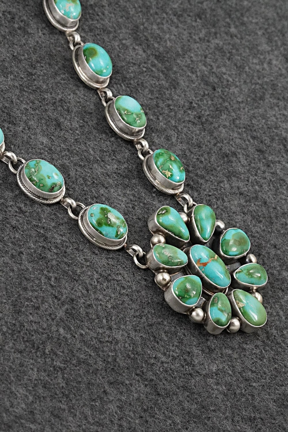 Turquoise & Sterling Silver Necklace and Earrings Set - Kathleen Livingston