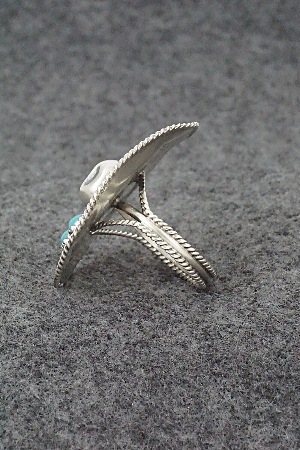 Turquoise & Sterling Silver Ring - Bobby Platero - Size 8.5