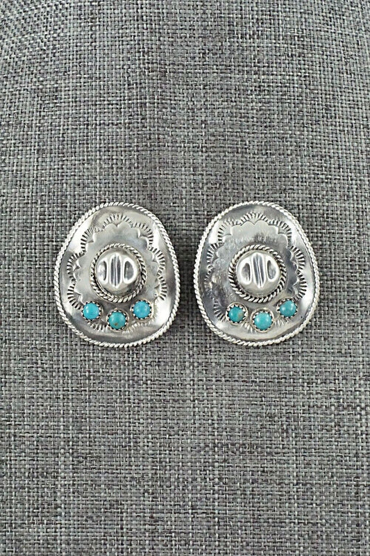 Turquoise & Sterling Silver Earrings - Bobby Platero