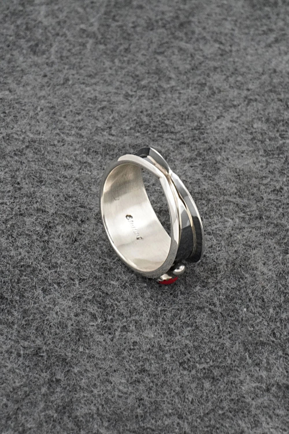 Turquoise, Coral & Sterling Silver Ring - Paul Largo - Size 11
