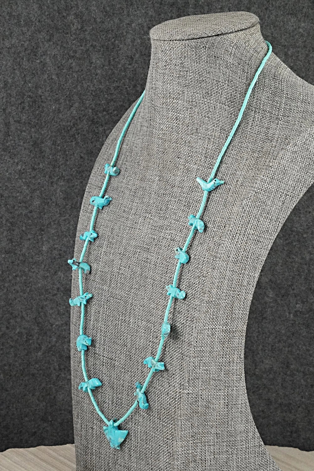 Turquoise Fetish Carving & Sterling Silver Necklace - Hector Goodluck