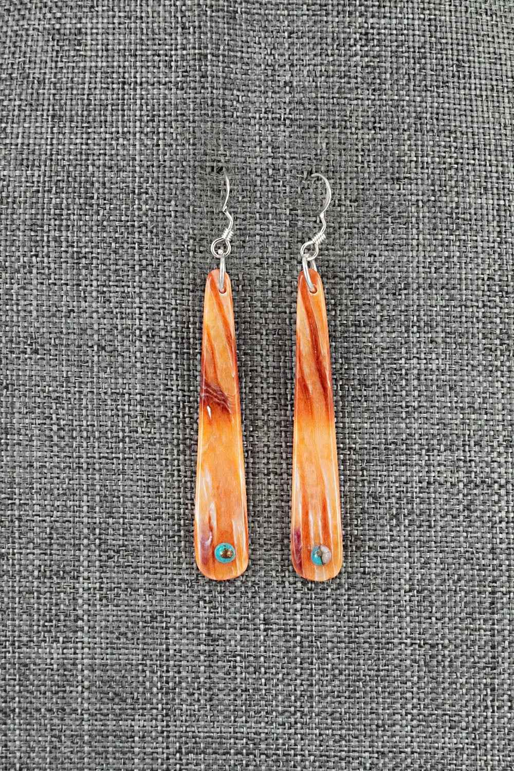 Spiny Oyster, Turquoise & Sterling Silver Earrings - Jesus Espino