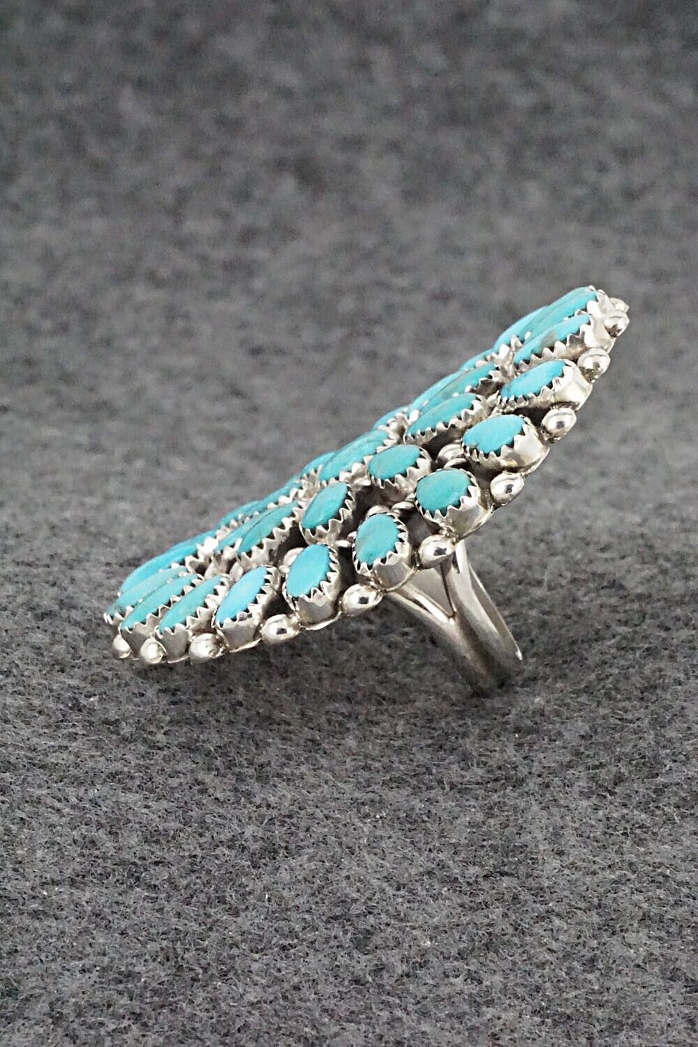 Native American store Signed Sterling Silver Turquoise Ring Size 7.75 For Women