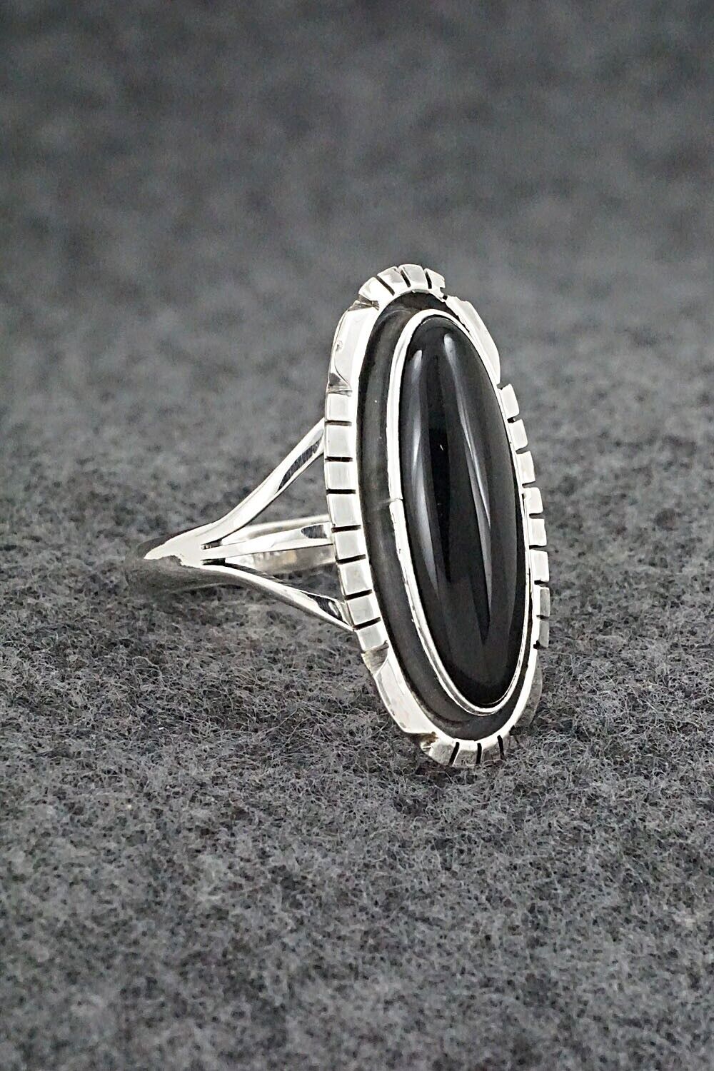 Onyx & Sterling Silver Ring - Amos Begay - Size 9.25