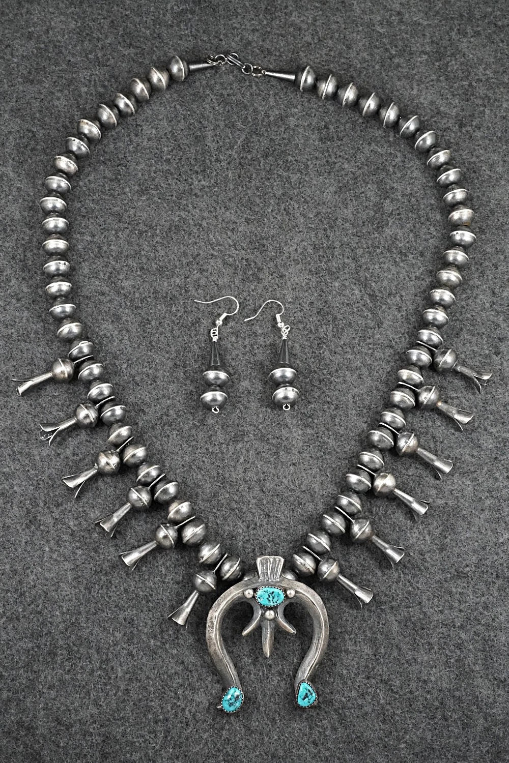 Turquoise & Sterling Silver Squash Blossom Set - Gilbert Martin