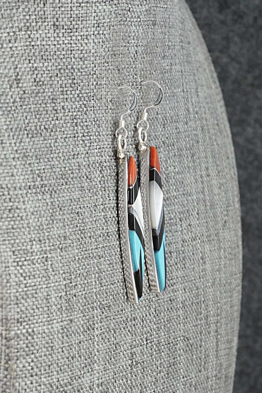 Multi-Stone Inlay & Sterling Silver Earrings - Cleo Kallestewa