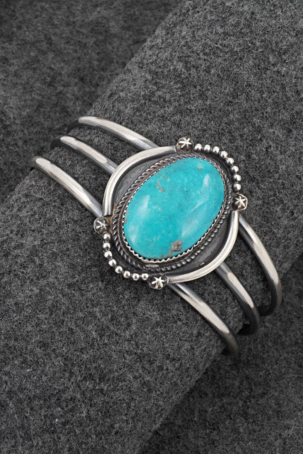 Turquoise & Sterling Silver Bracelet - Leslie Nez
