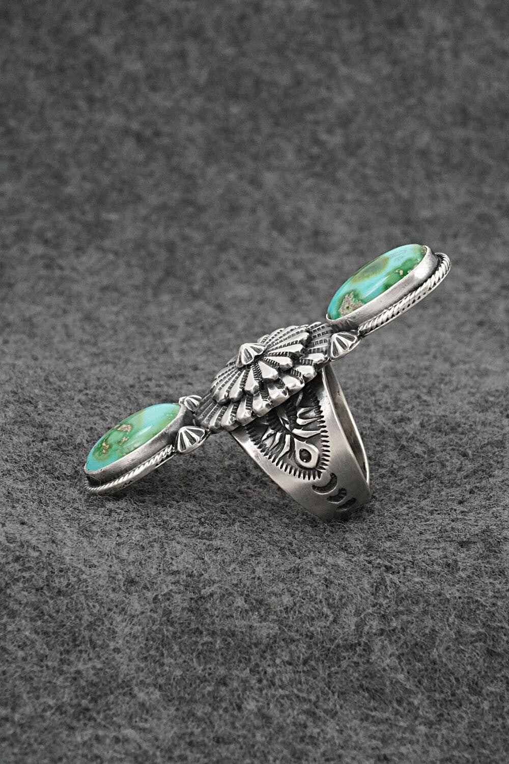 Turquoise & Sterling Silver Ring - Samuel Yellowhair - Size 7.5