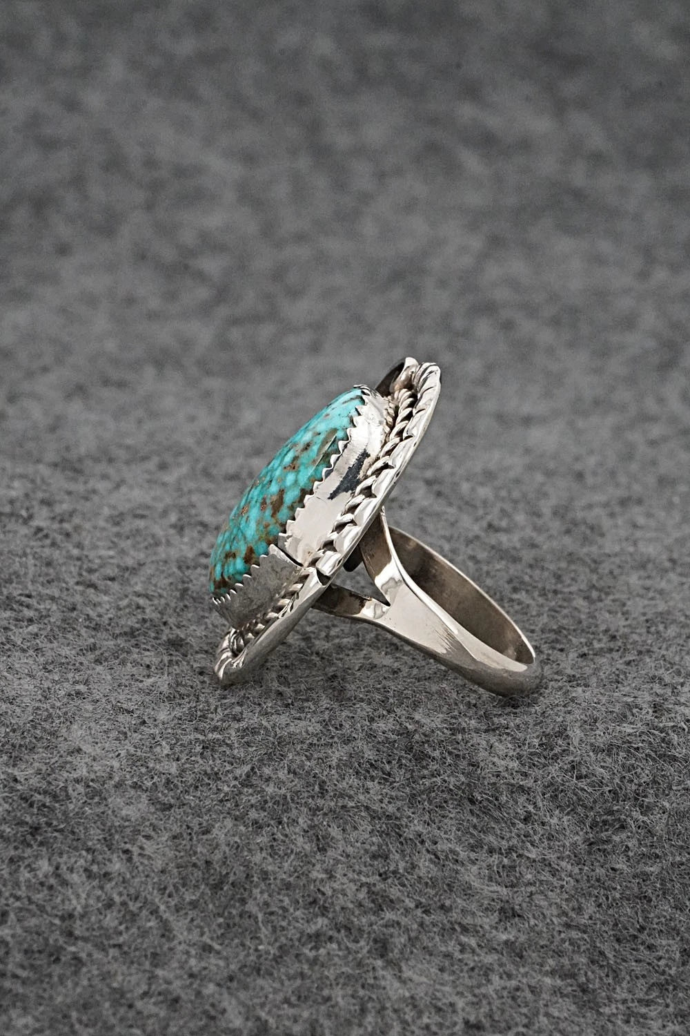 Turquoise & Sterling Silver Ring - Phil Nez - Size 8 Adj.