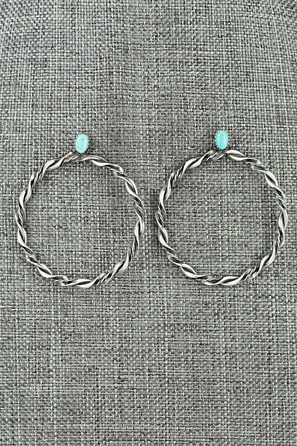 Turquoise & Sterling Silver Earrings - Nelson Leonard Jr.