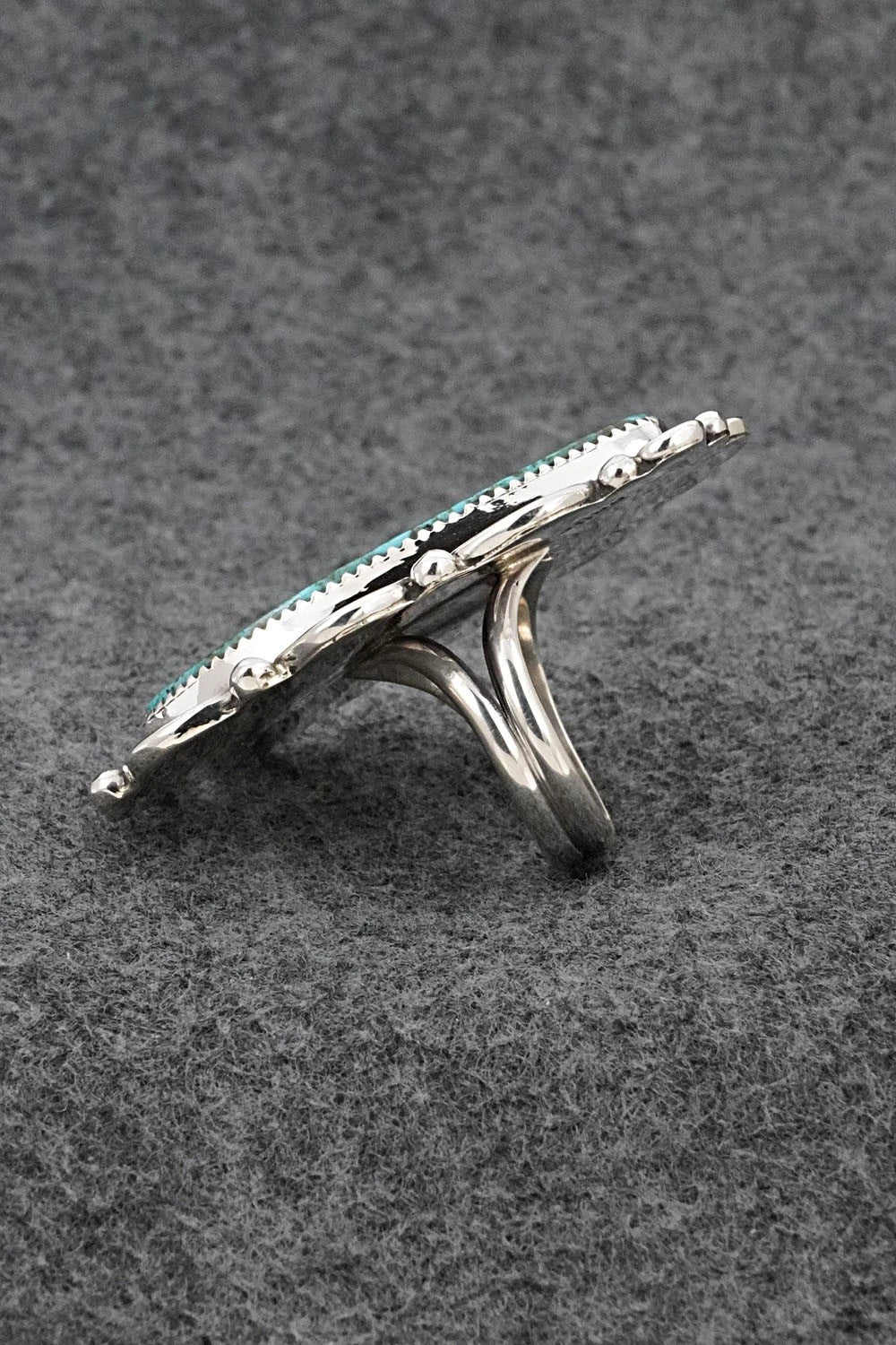 Turquoise & Sterling Silver Ring - Leslie Nez - Size 9