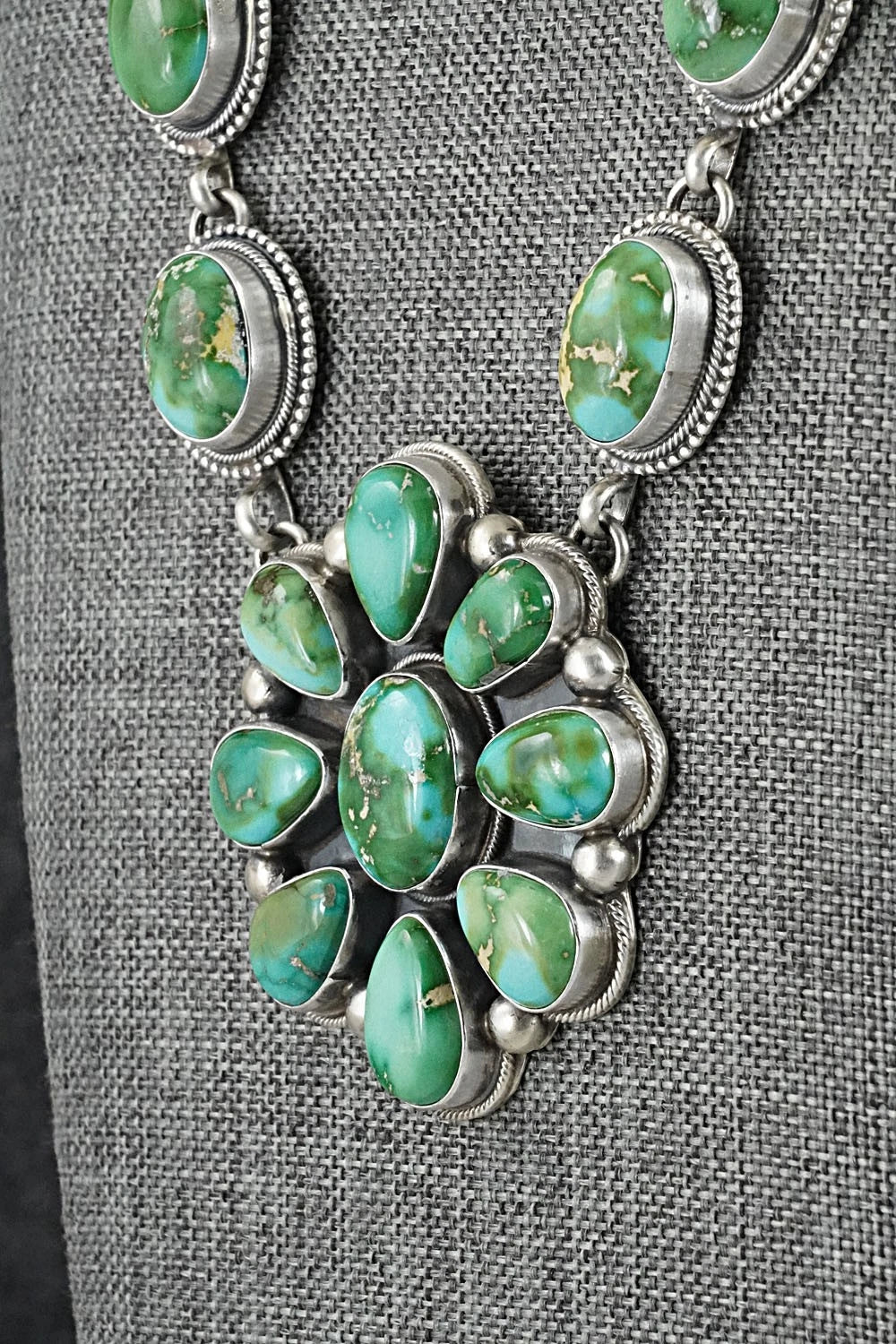 Turquoise & Sterling Silver Necklace and Earrings Set - Kathleen Livingston