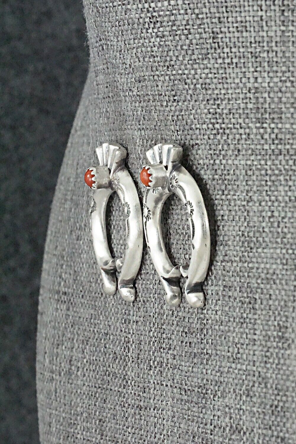 Coral & Sterling Silver Earrings - Adrienne Gordon