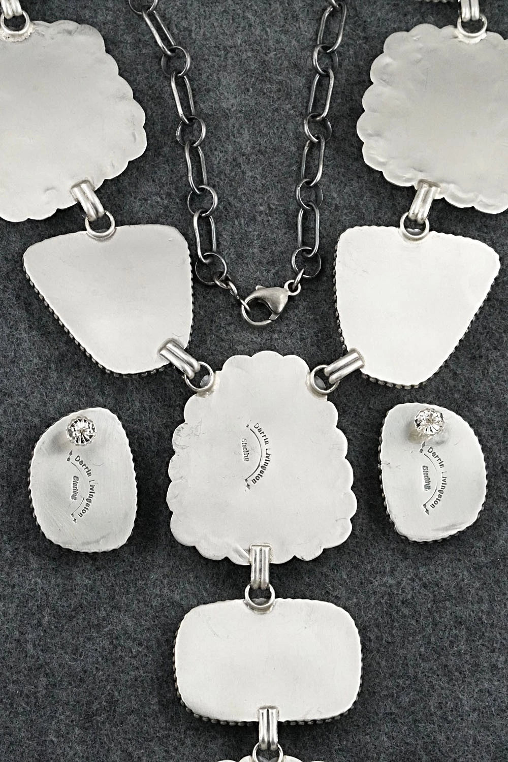 Turquoise & Sterling Silver Necklace and Earrings Set - Darrin Livingston