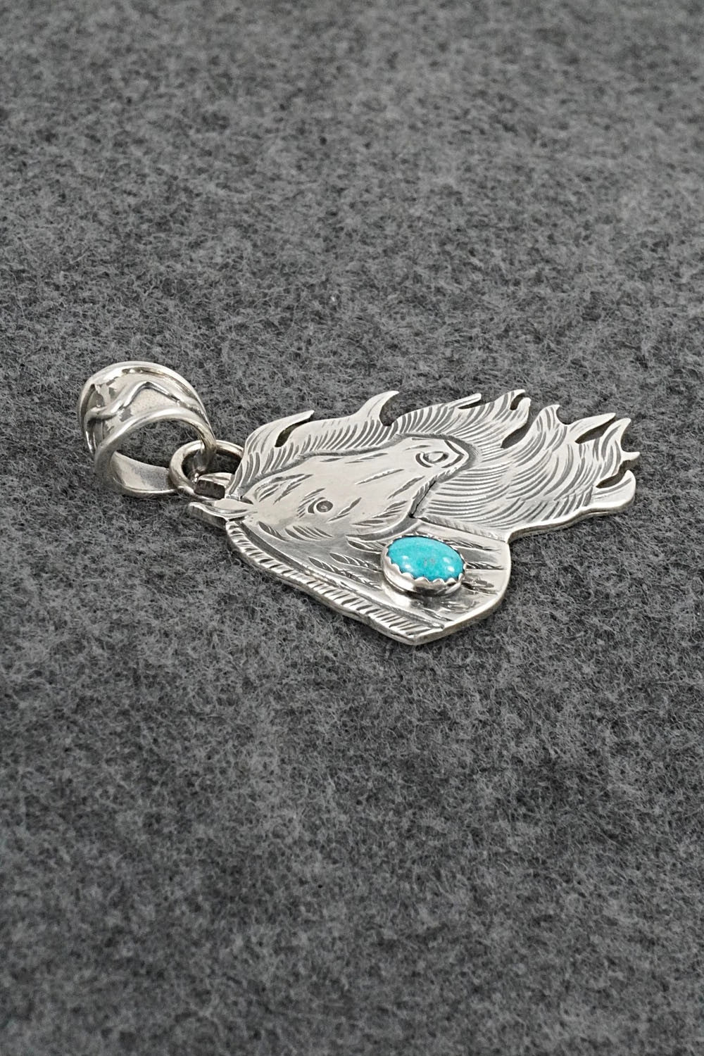 Turquoise & Sterling Silver Pendant - Jeremy Delgarito