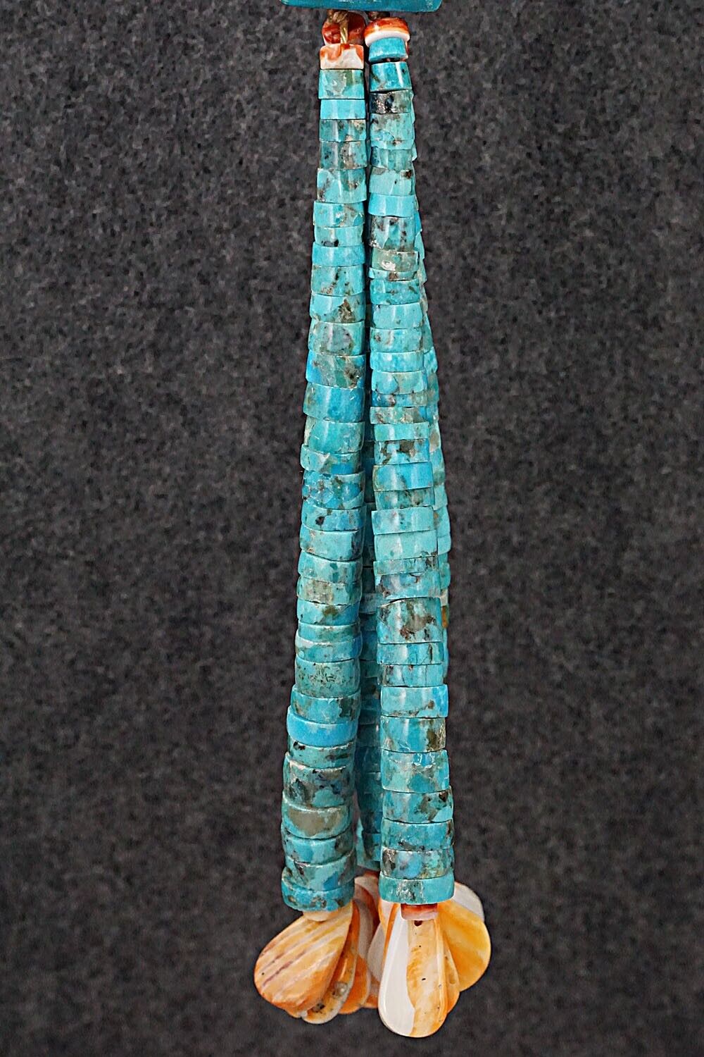 Spiny Oyster, Turquoise & Sterling Silver Necklace - Lupe Lovato