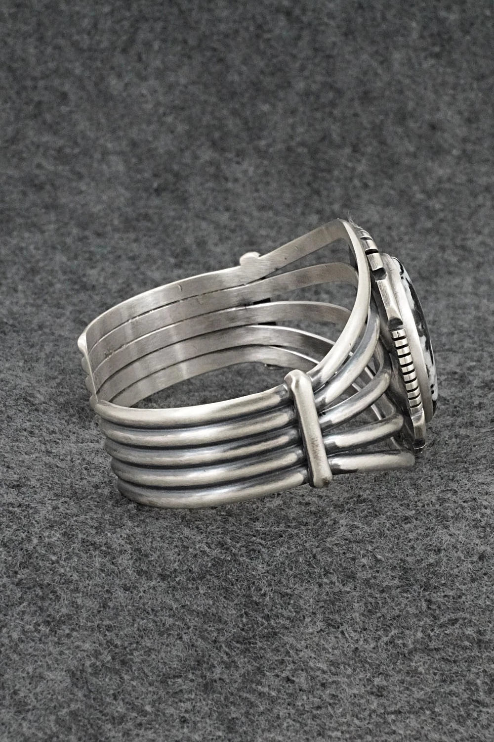 White Buffalo & Sterling Silver Bracelet - Mark Yazzie