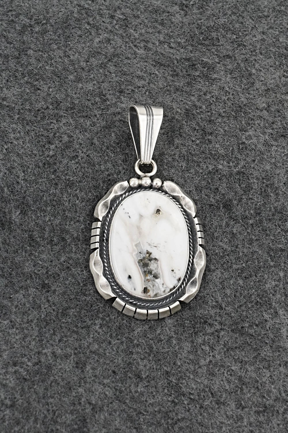 White Buffalo & Sterling Silver Pendant - Samuel Yellowhair