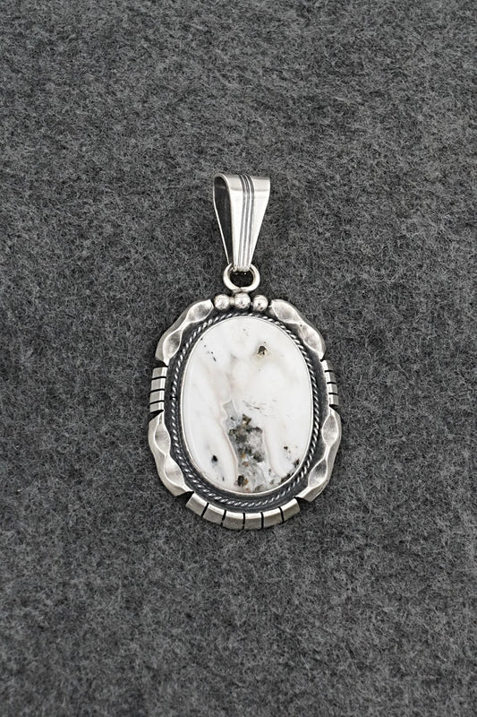 White Buffalo & Sterling Silver Pendant - Samuel Yellowhair