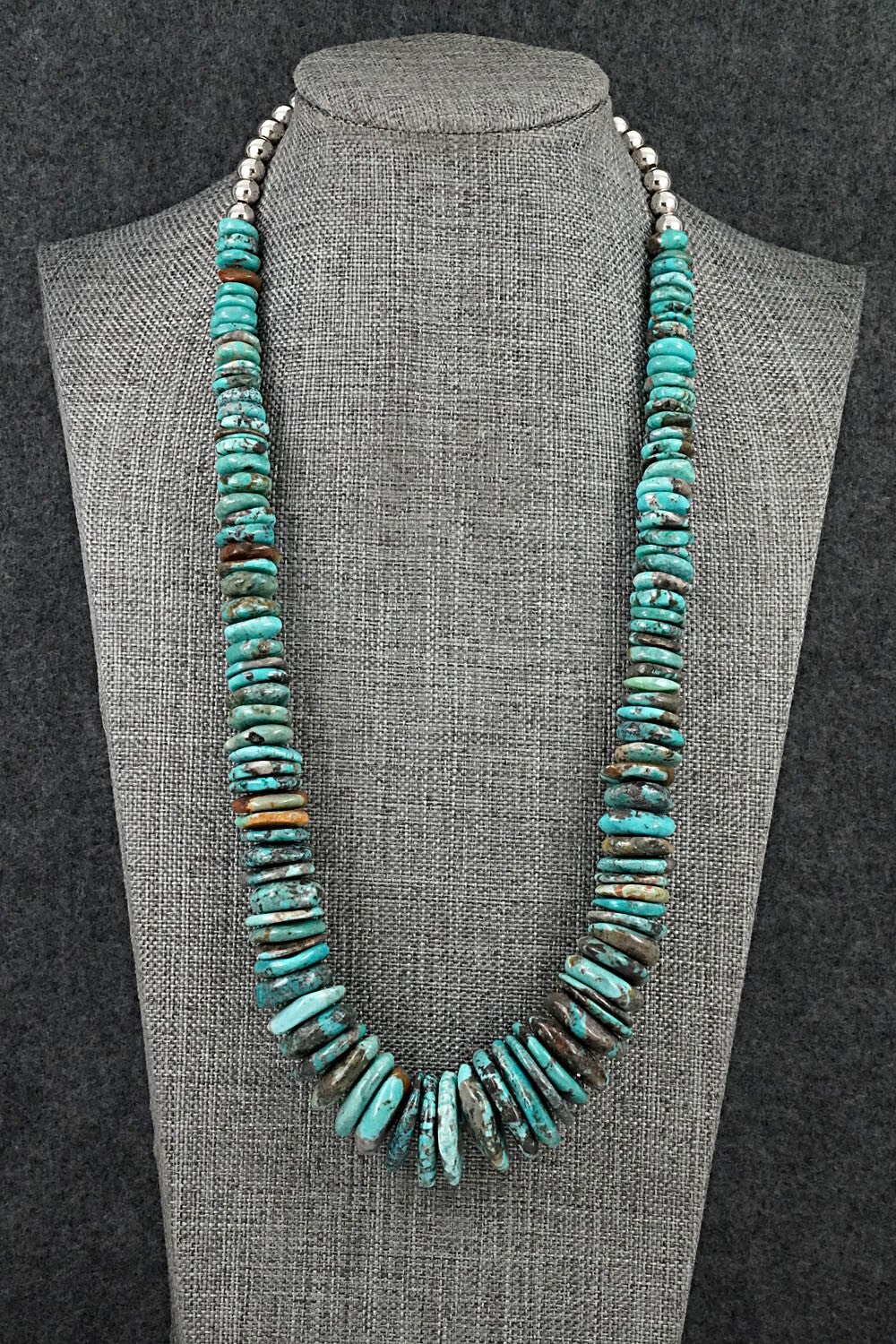 Turquoise & Sterling Silver Necklace 21" - Doreen Jake