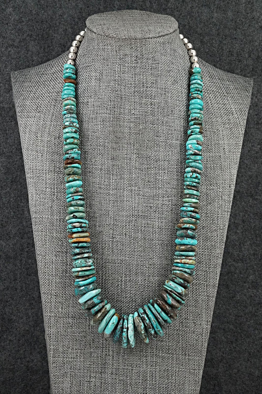Turquoise & Sterling Silver Necklace 21" - Doreen Jake