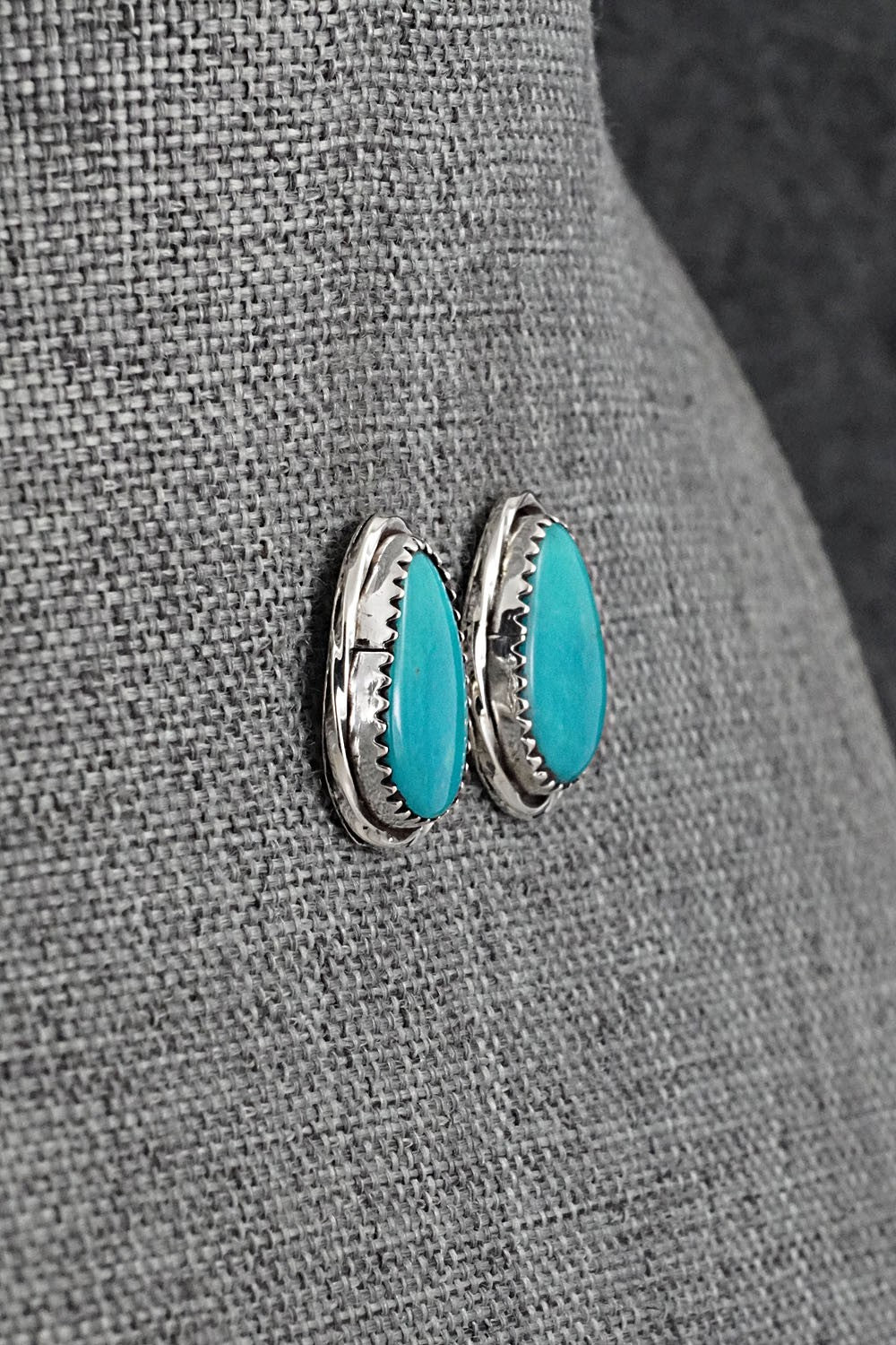 Turquoise & Sterling Silver Earrings - Ernest Hawthorne