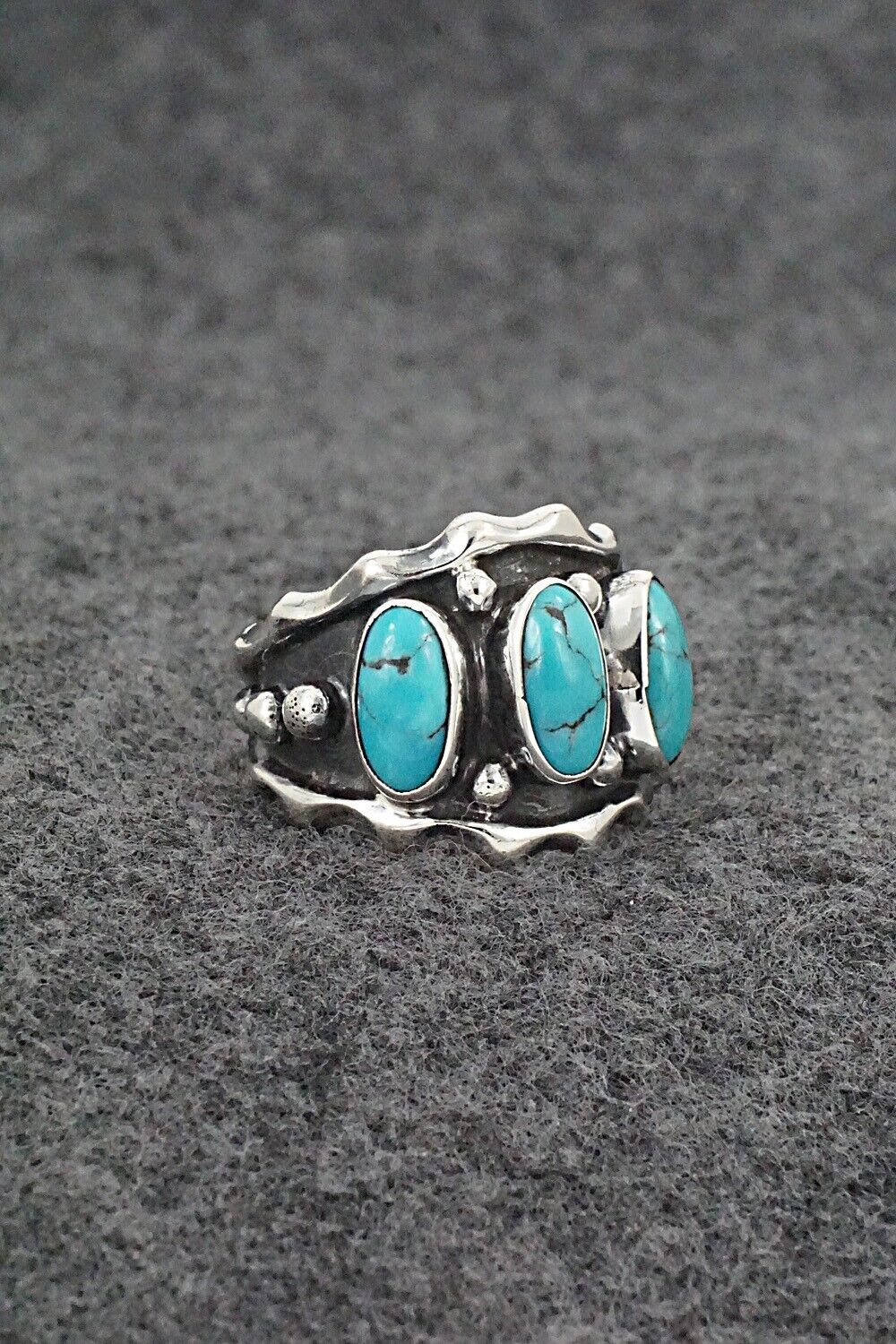 Turquoise & Sterling Silver Ring - Andrew Vandever - Size 7.75