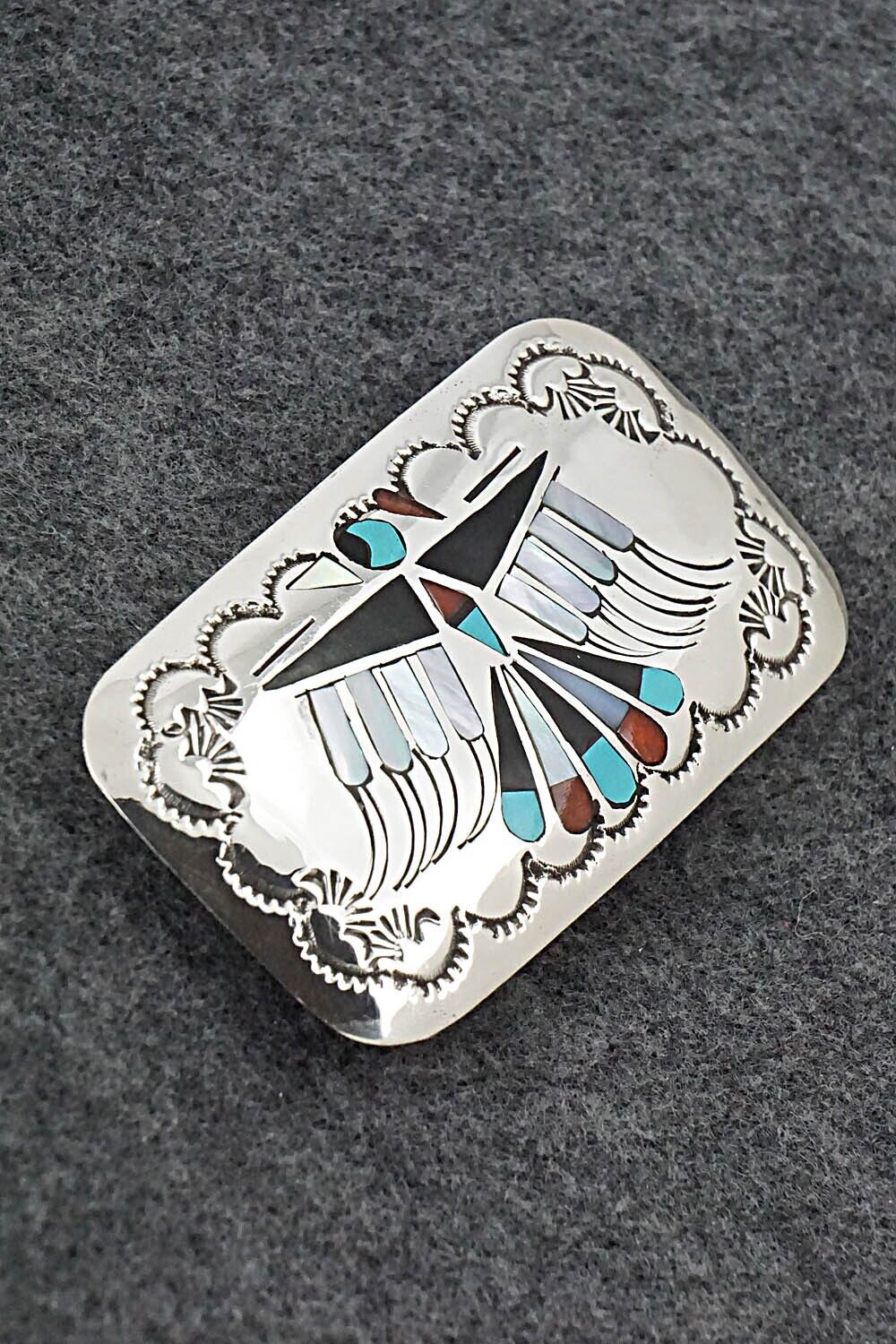 Multi Stone & Sterling Silver Bolo Tie & Belt Buckle Set - Gladys Lamy